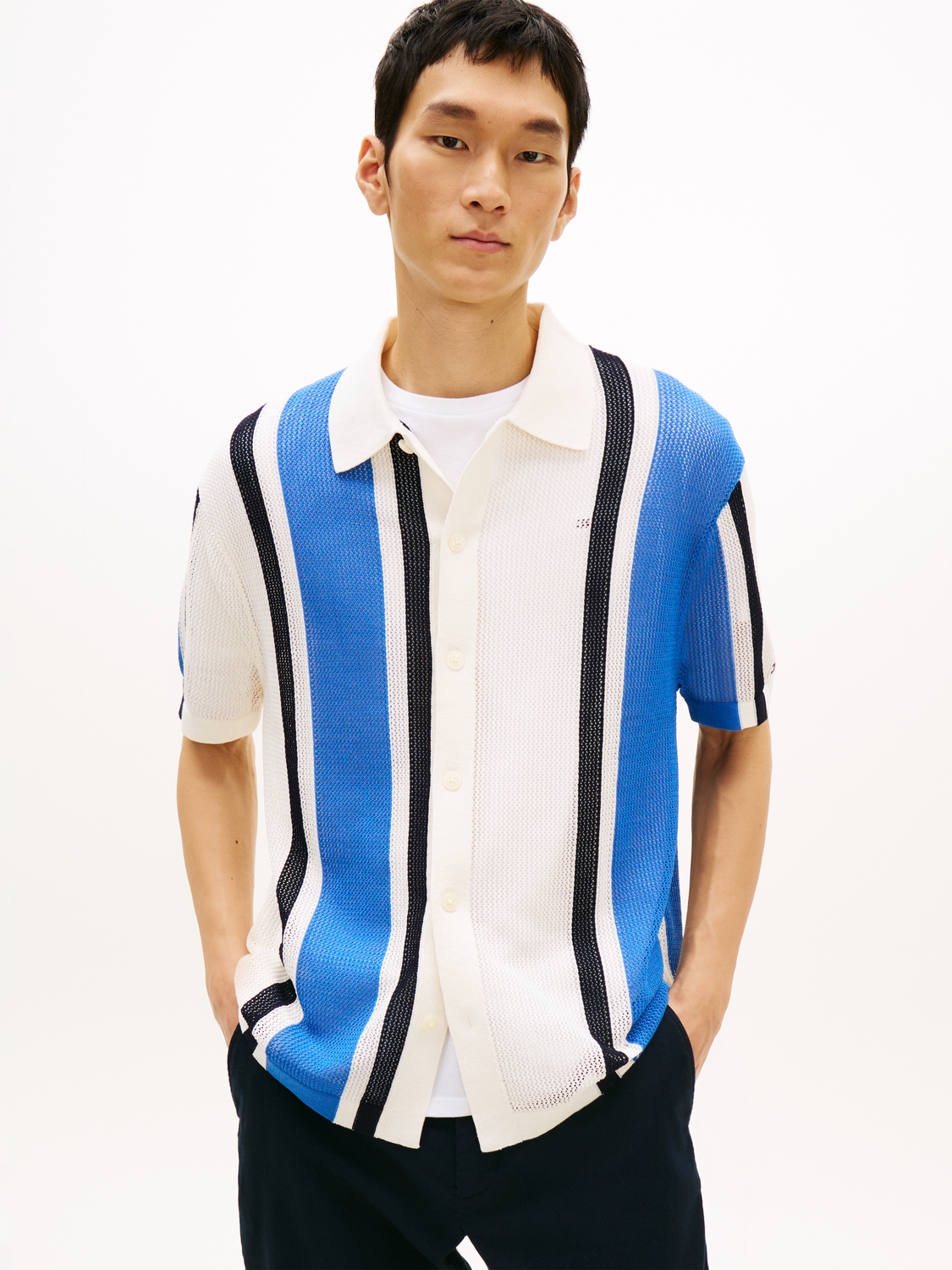 ATHLEISURE OPEN KNIT SS SHIRT male