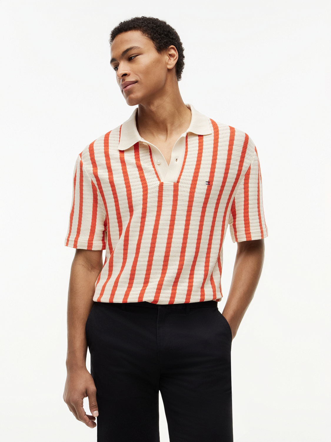 OPEN KNIT RELAXED FIT POLO male