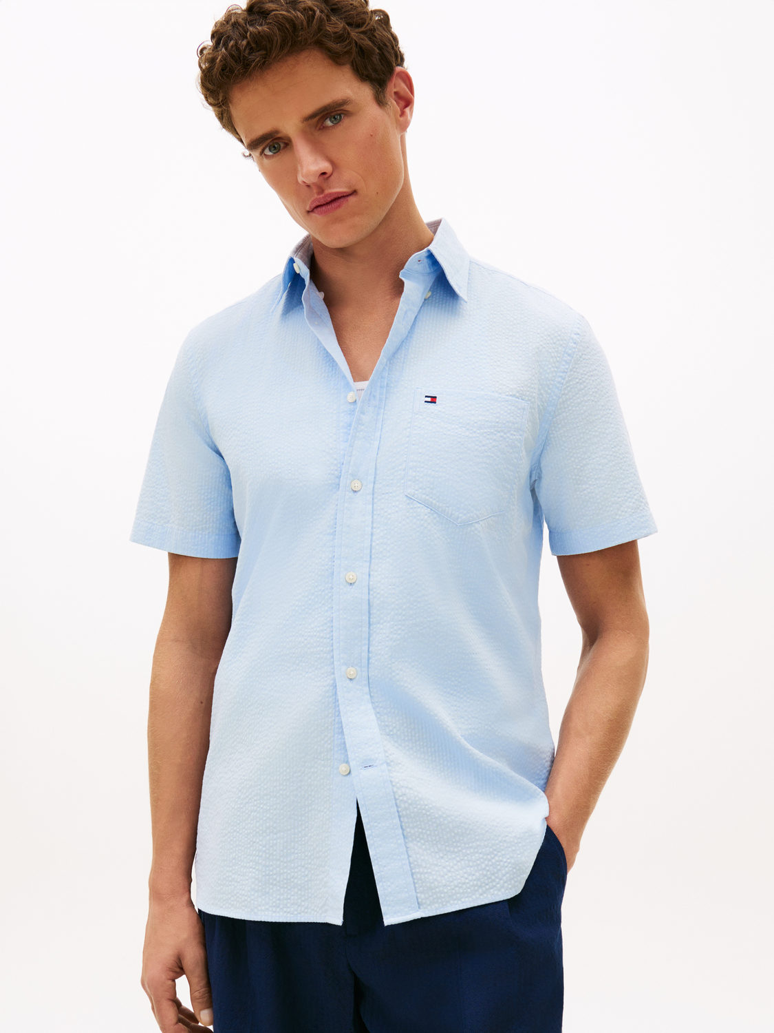 Regular Fit Seersucker Short Sleeve Shirt