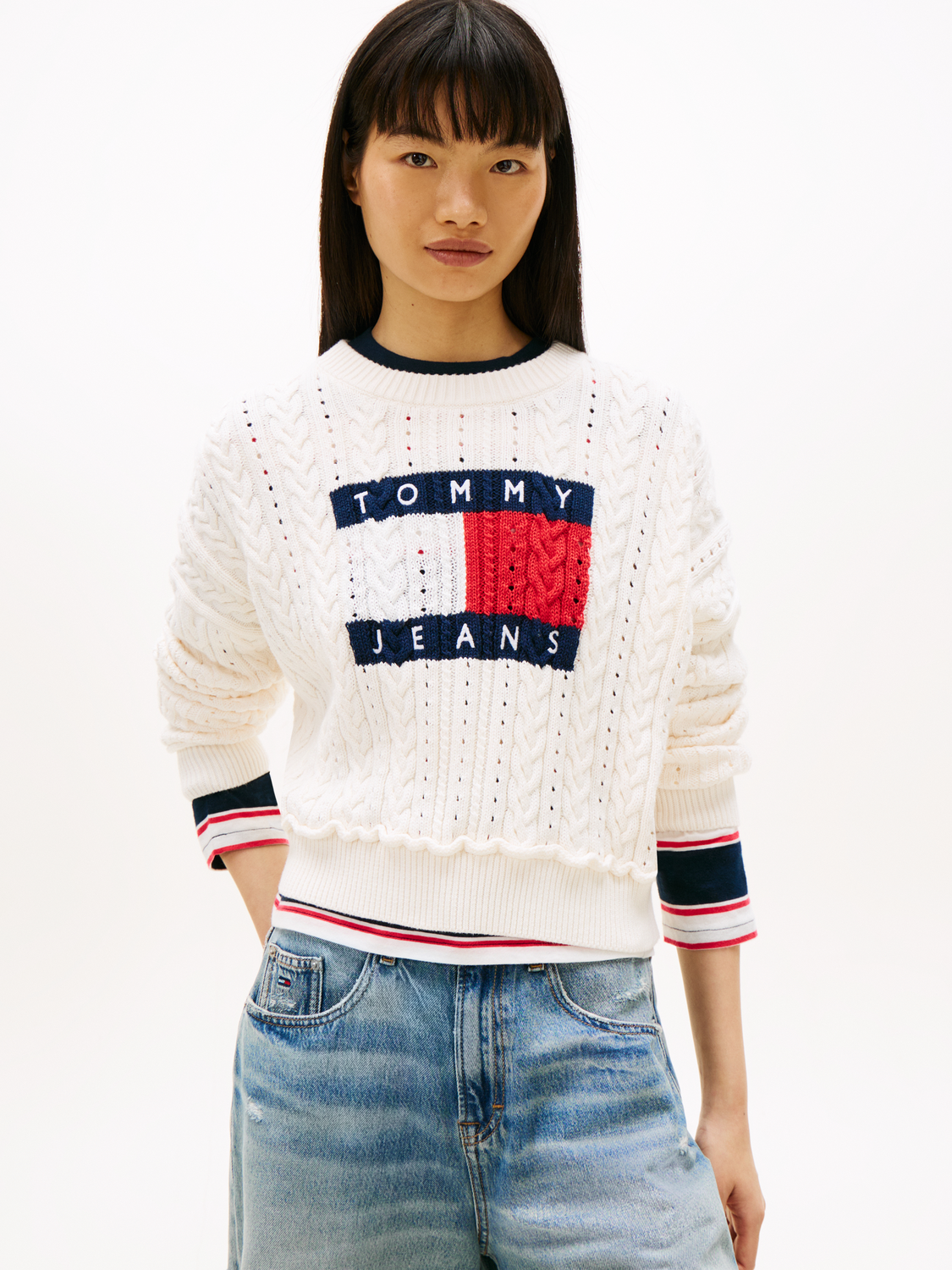 TJW GMD CABLE FLAG SWEATER female
