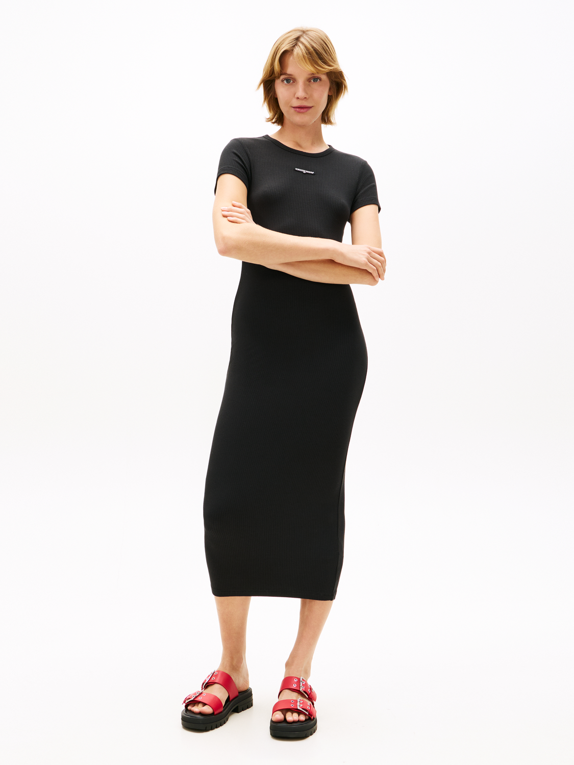 TJW SCRIPT LABEL MIDI DRESS EXT female