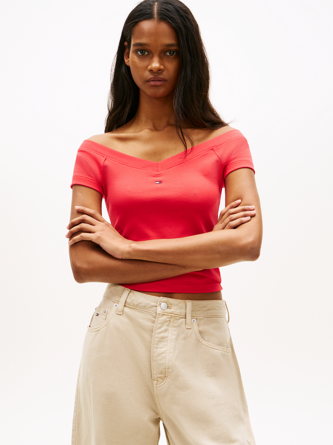 TJW SLIM OFF SHOULDER RIB SS TOP female