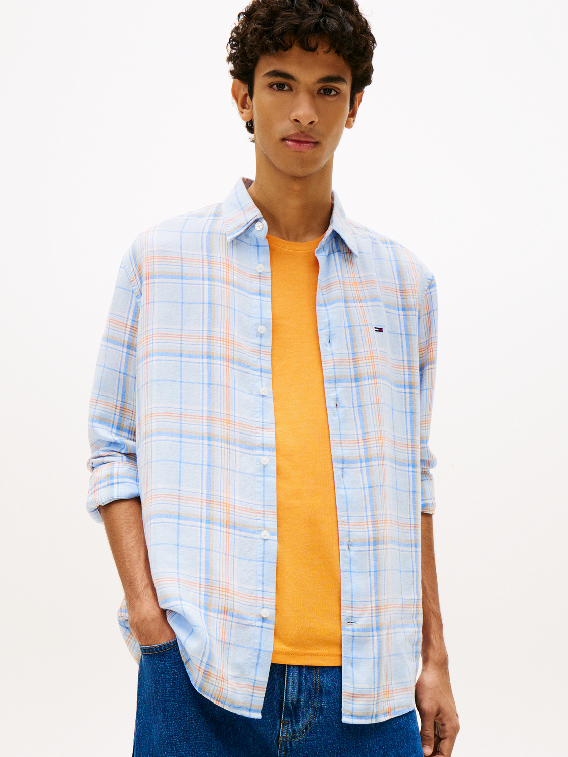 TJM RLX LINEN BLEND CHECK HIRT male
