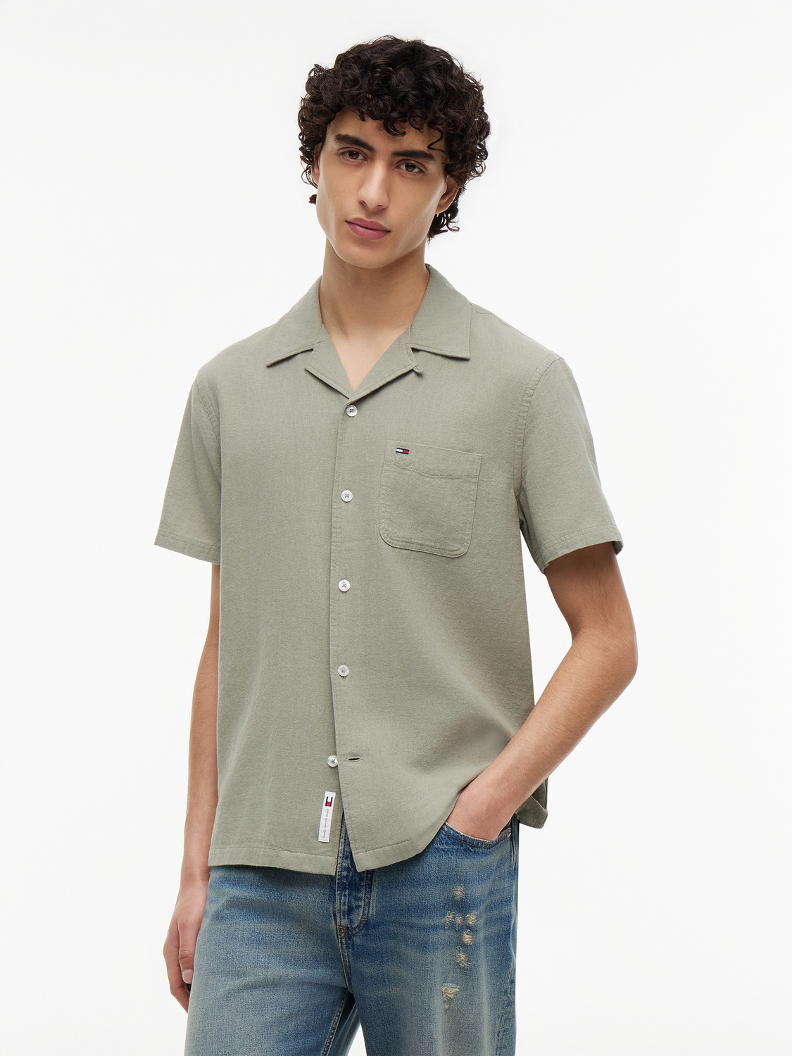 TJM REG LINEN BLEND CAMP SS EXT male