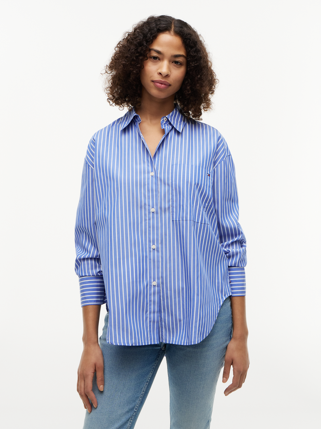 MODERN POPLIN BLUE STR SHIRT LS female