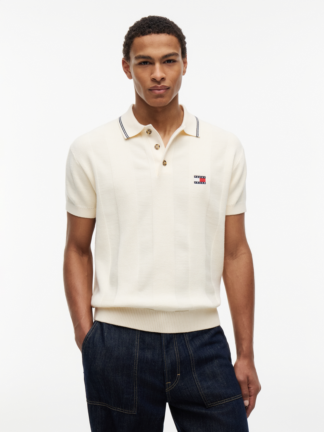 TJM REG SS BADGE KNIT POLO EXT male