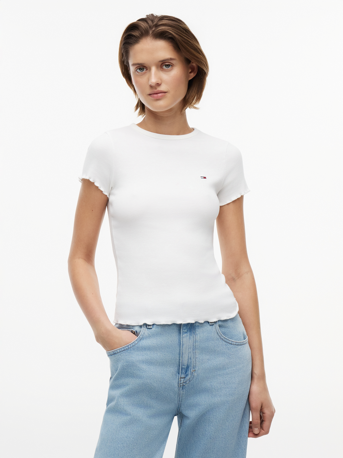 TJW SLIM LETTUCE EDGE RIB SS female