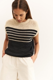 Sleeveless striped tape yarn s