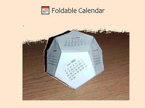 2026 Calendar | Foldable 3D Calendar Printable | DIY Dodecahedron Desk Calendar | Minimalist Paper Calendar Template | Instant Download