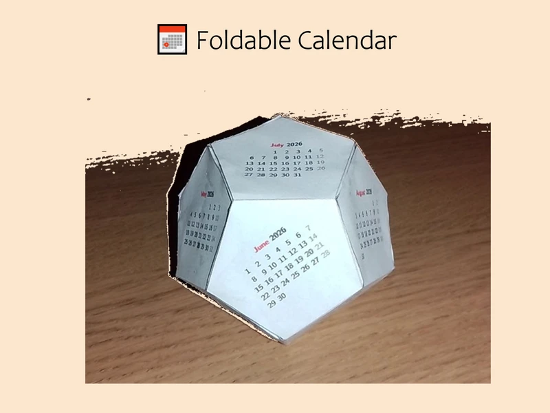 2026 Calendar | Foldable 3D Calendar Printable | DIY Dodecahedron Desk Calendar | Minimalist Paper Calendar Template | Instant Download