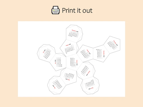 2026 Calendar | Foldable 3D Calendar Printable | DIY Dodecahedron Desk Calendar | Minimalist Paper Calendar Template | Instant Download