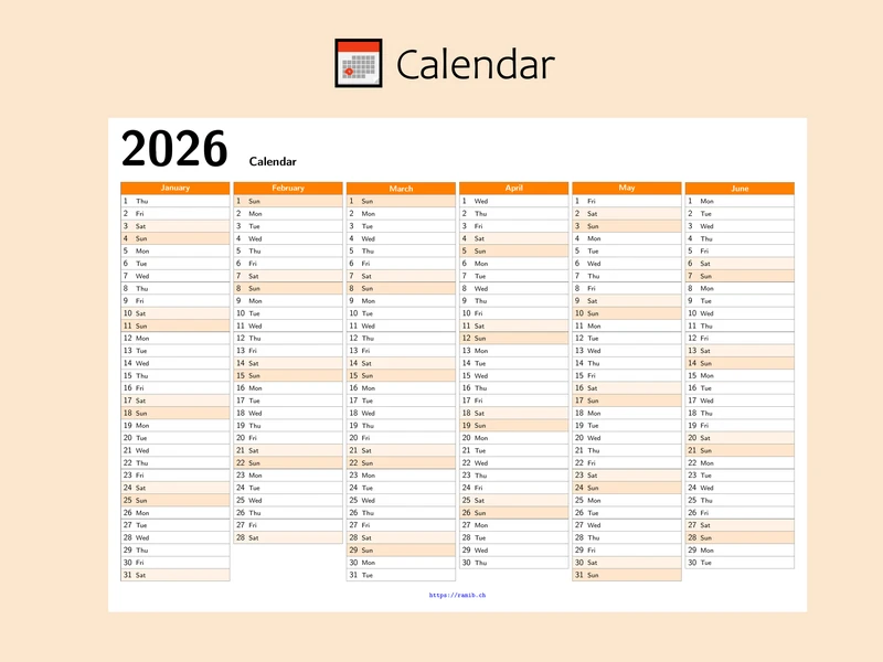 2026 Printable Calendar – Full Year A4 Landscape | Minimalist Yearly Calendar | Instant Digital Download