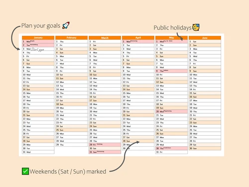2026 Printable Calendar – Full Year A4 Landscape | Minimalist Yearly Calendar | Instant Digital Download