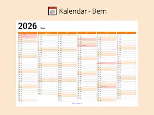 2026 Bern Public Holidays Calendar | Printable Yearly Planner (PDF Download)