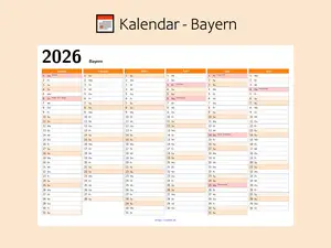 2026 Bayern Public Holidays Calendar | Printable Yearly Planner (PDF Download)