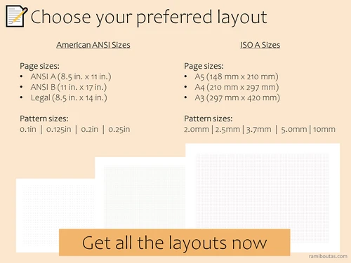 Dot Grid Paper Bundle, Various Sizes and Colors (Digital Download)