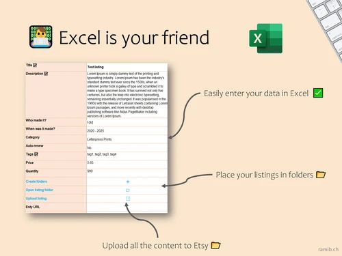 Etsy Bulk Lister Pro: Excel Template for Mass Upload & Shop Management (Digital Download)