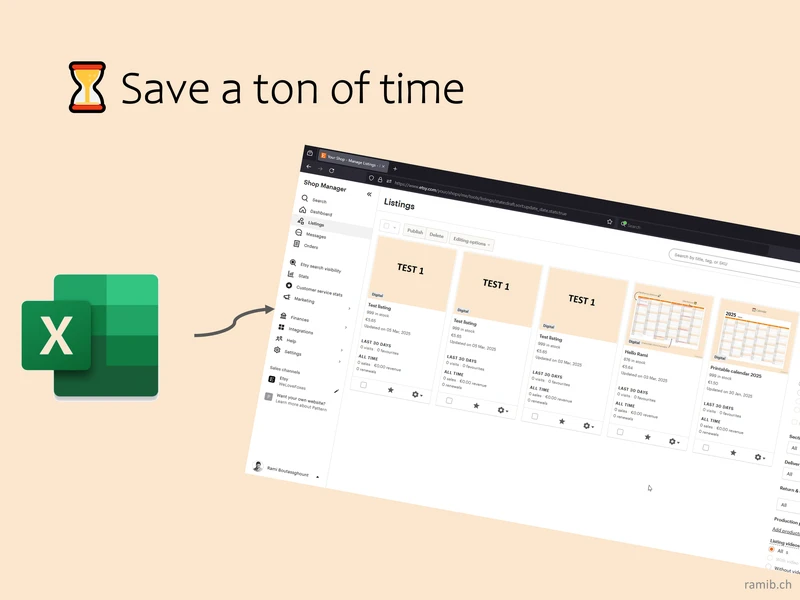 Etsy Bulk Lister Pro: Excel Template for Mass Upload & Shop Management (Digital Download)