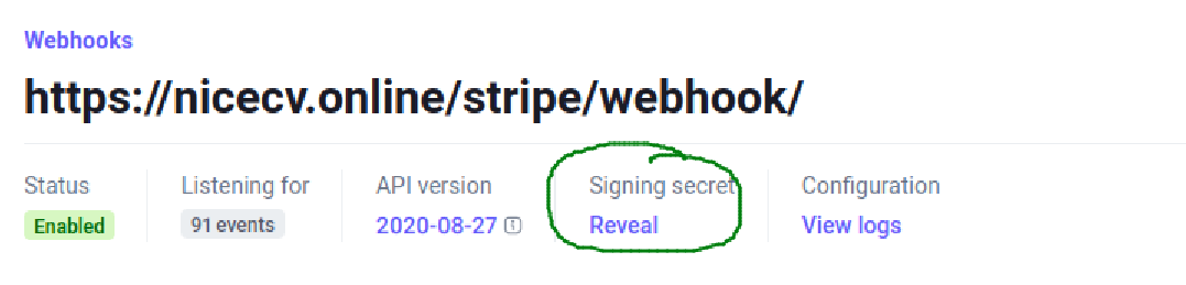 Stripe Webhook dashboard