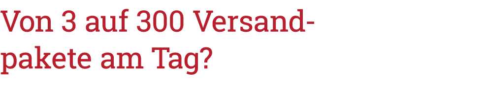 Von 3 auf 300 Versand- pakete am Tag 