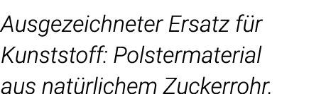 Ausgezeichneter Ersatz für Kunststoff: Polstermaterial aus natürlichem Zuckerrohr  