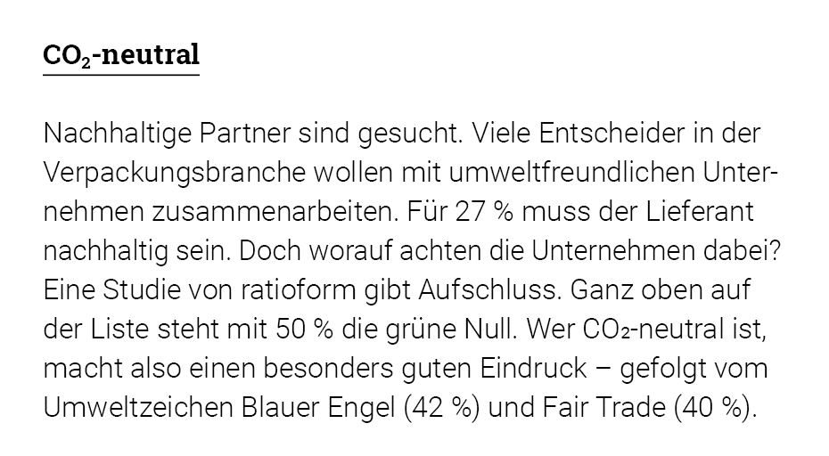 CO2-neutral Nachhaltige Partner sind gesucht  Viele Entscheider in der Verpackungsbranche wollen mit umweltfreundlich   