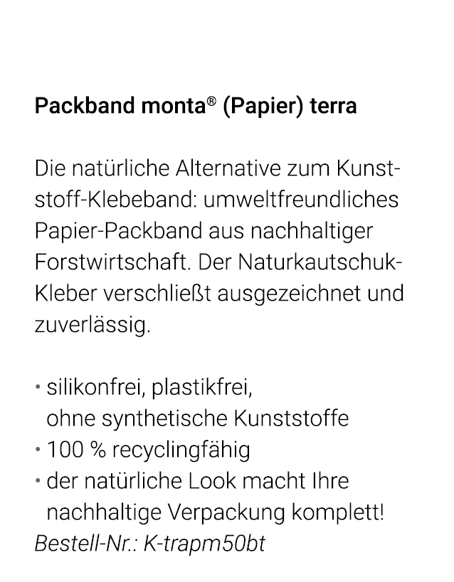  Packband monta  (Papier) terra Die natürliche Alternative zum Kunststoff-Klebeband: umweltfreundliches Papier-Packba   