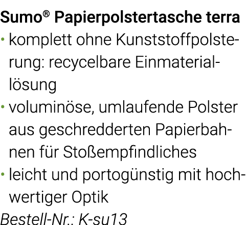 Sumo  Papierpolster tasche terra komplett ohne Kunststoffpolsterung: recycelbare Einmaterial lösung voluminöse, umlau   