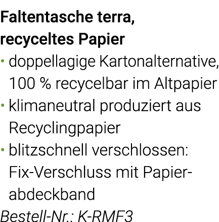 Faltentasche terra, recyceltes Papier doppellagige Karton alternative, 100 % recycelbar im Altpapier klimaneutral pro   