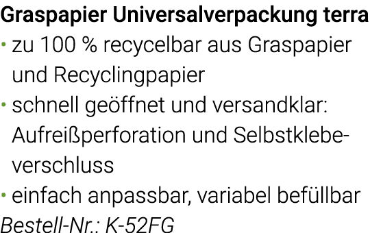 Graspapier Universal verpackung terra zu 100 % recycelbar aus Graspapier und Recyclingpapier schnell geöffnet und ver   