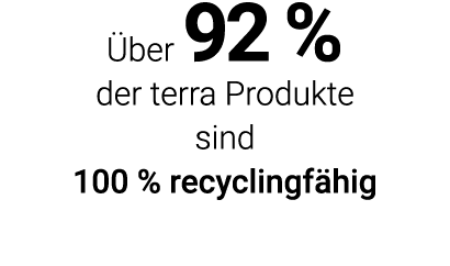 Über 92 % der terra Produkte sind 100 % recyclingfähig