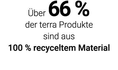 Über 66 % der terra Produkte sind aus 100 %  recyceltem Material