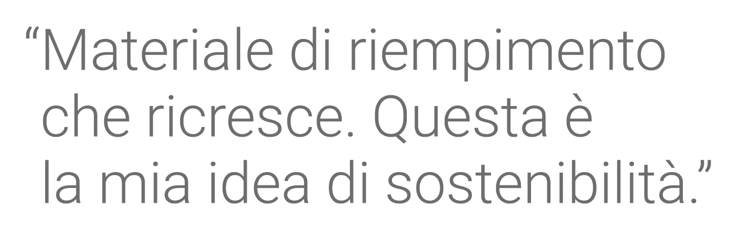   Materiale di riempimento che ricresce  Questa è la mia idea di sostenibilità  