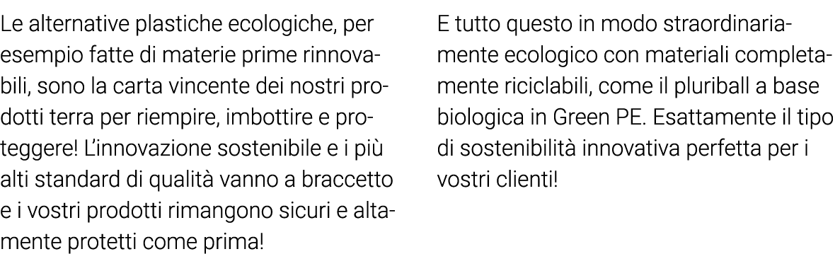 Le alternative plastiche ecologiche, per esempio fatte di materie prime rinnovabili, sono la carta vincente dei nostr   