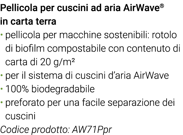 Pellicola per cuscini ad aria AirWave  in carta terra pellicola per macchine sostenibili: rotolo di biofilm compostab   