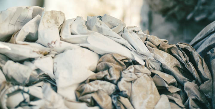 Heap of waste paper at recycling factory 