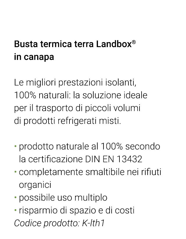  Busta termica terra Landbox  in canapa Le migliori prestazioni isolanti, 100% naturali: la soluzione ideale per il t   