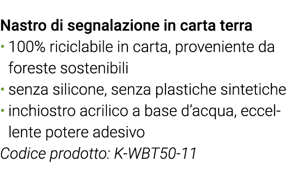 Nastro di segnalazione in carta terra 100% riciclabile in carta, proveniente da foreste sostenibili senza silicone, s   