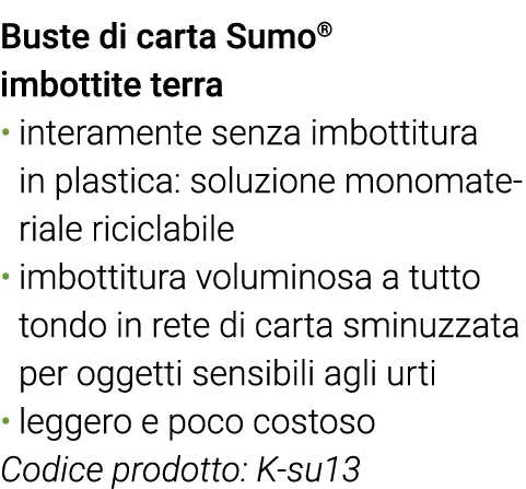 Buste di carta Sumo  imbottite terra interamente senza imbottitura in plastica: soluzione monomateriale riciclabile i   