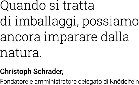 Quando si tratta di imballaggi,  possiamo ancora imparare dalla natura  Christoph Schrader, Fondatore e amministrator   