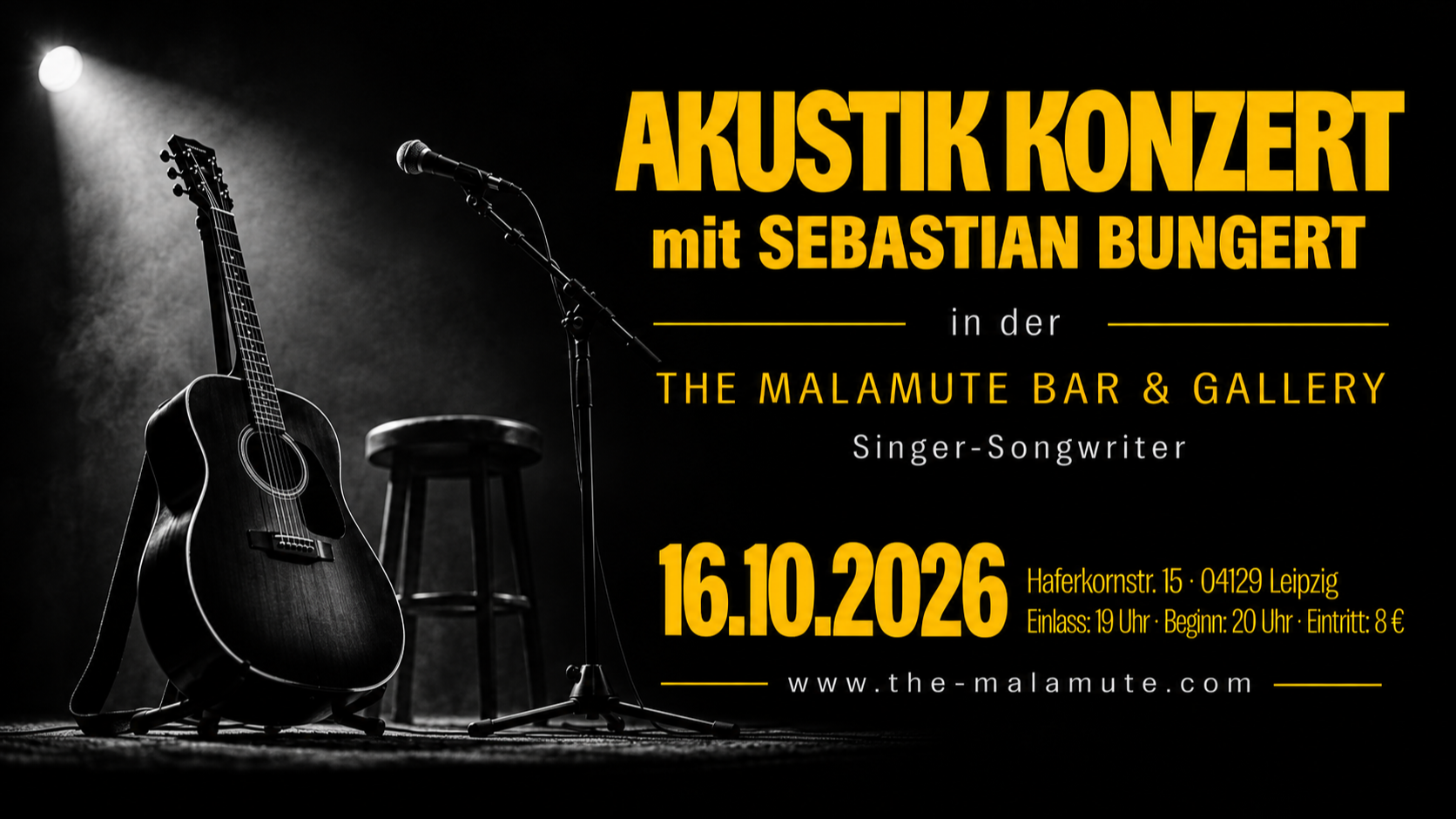 Sebastian Bungert live in der THE MALAMUTE Bar & Gallery.
