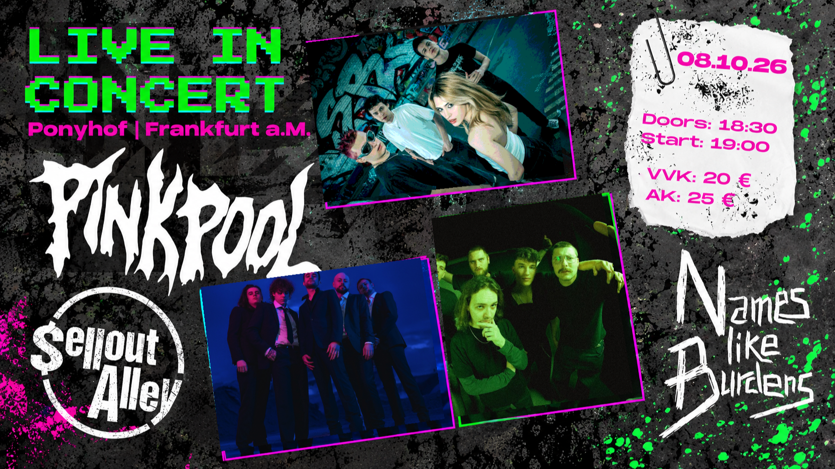 band night - pinkpool x Names like Burdens x Sellout Alley