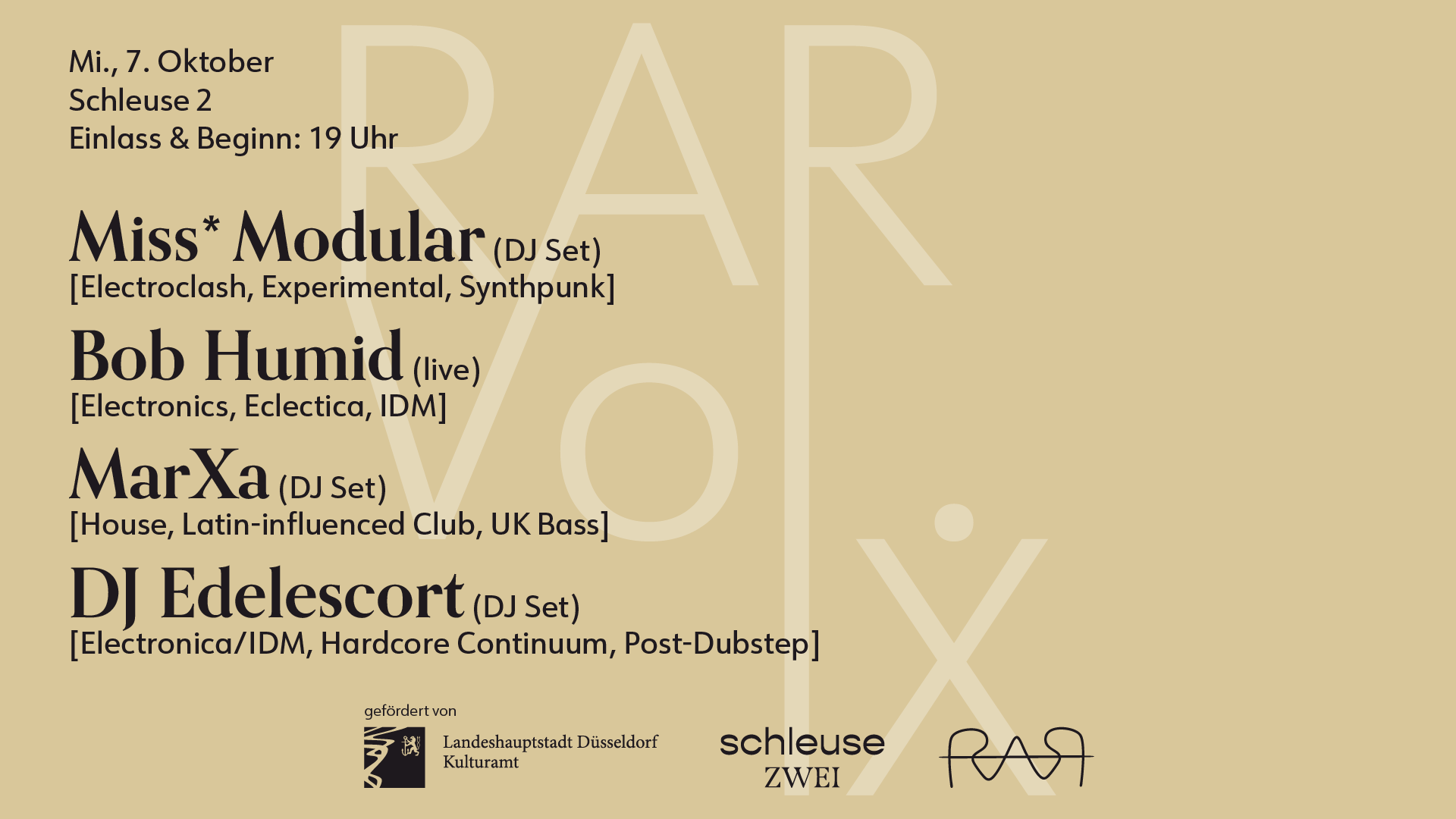 RAR Vol. IX w/ Miss* Modular, Bob Humid (live), MarXa & DJ Edelescort