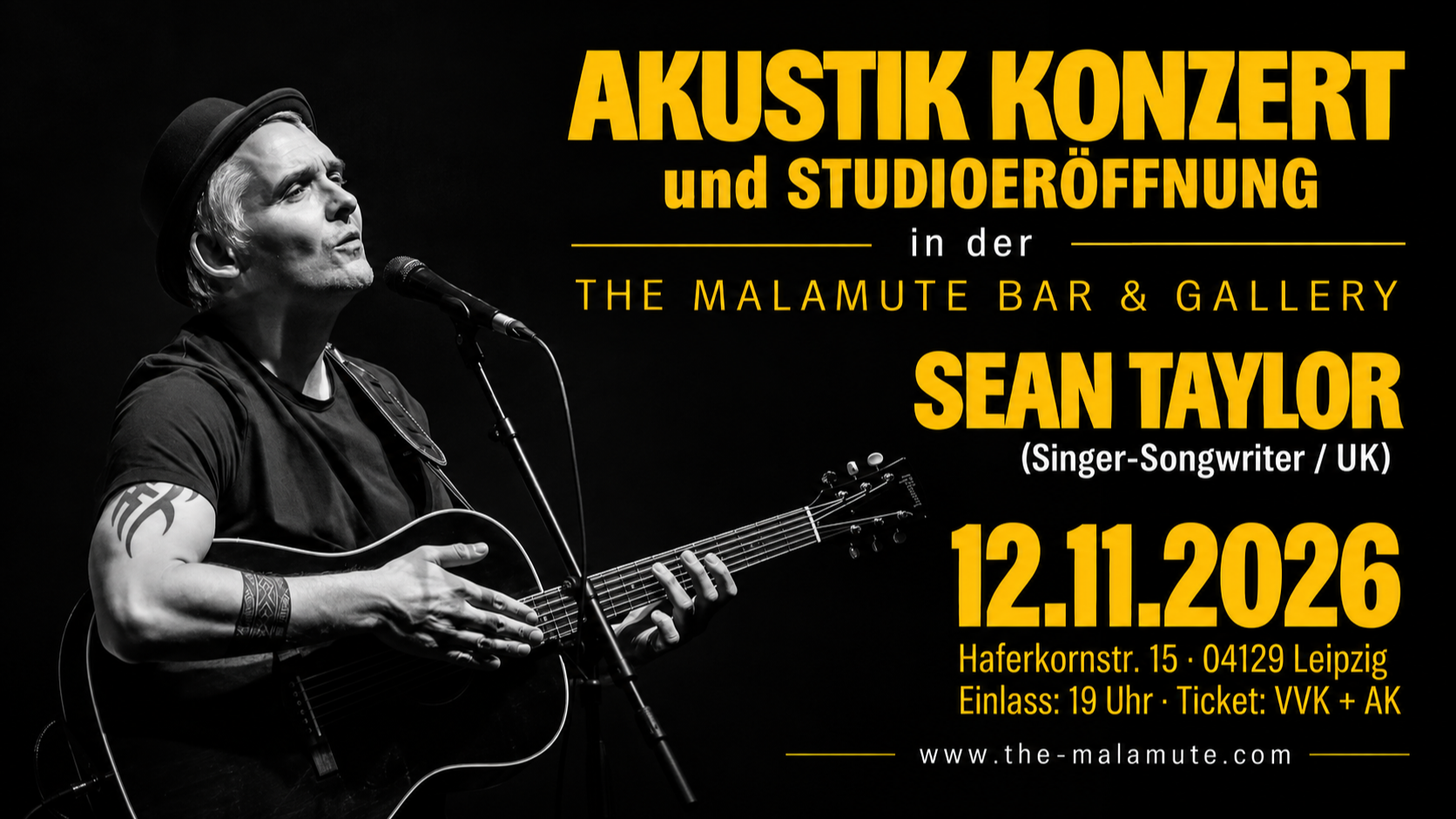 SEAN TAYLOR (UK) Akustik-Konzert & Studioeröffnung
