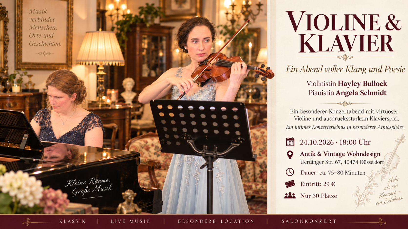 Klassisches Salonkonzert: Violine & Klavier zwischen Antiquitäten