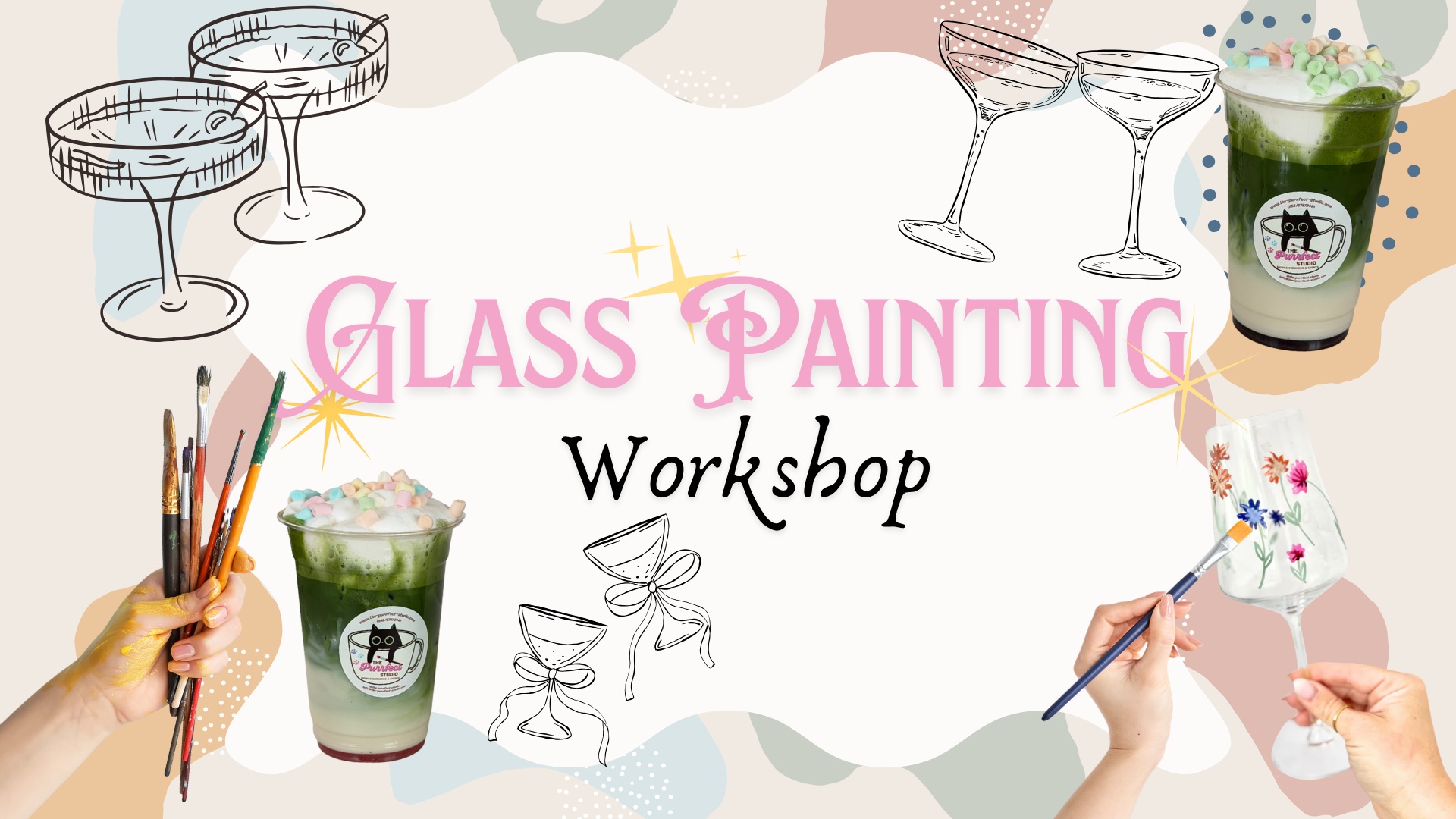 🍸🖌️✨ Glass Painting Workshop ✨🖌️🍸 Matcha I Mocktails I Glas bemalen