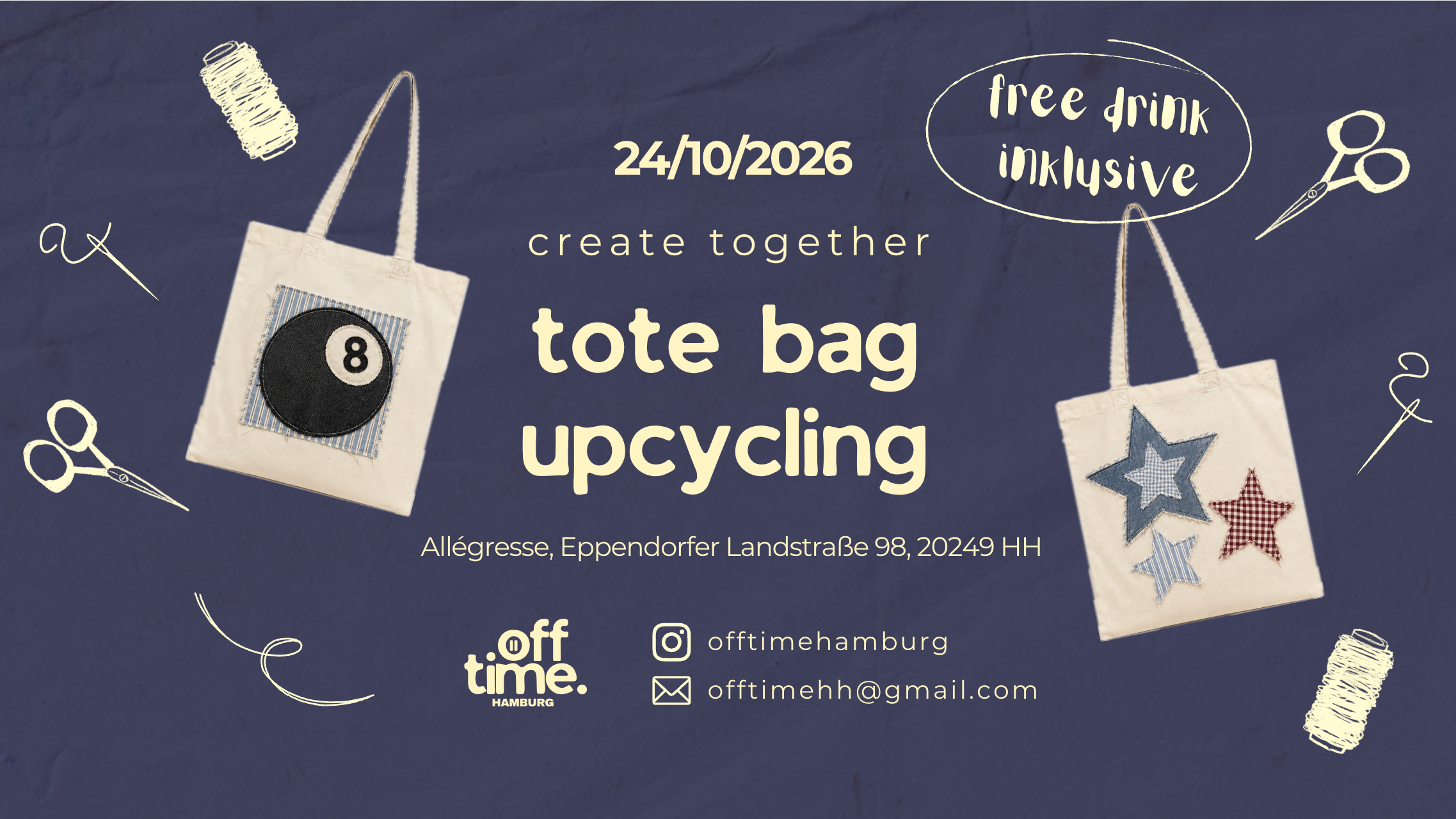 DIY Event Hamburg | Tote Bag Upcycling | create together by offtime