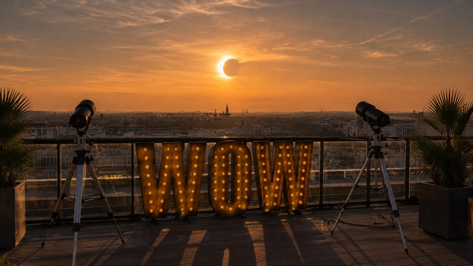 Partielle Sonnenfinsternis über den Dächern Münchens