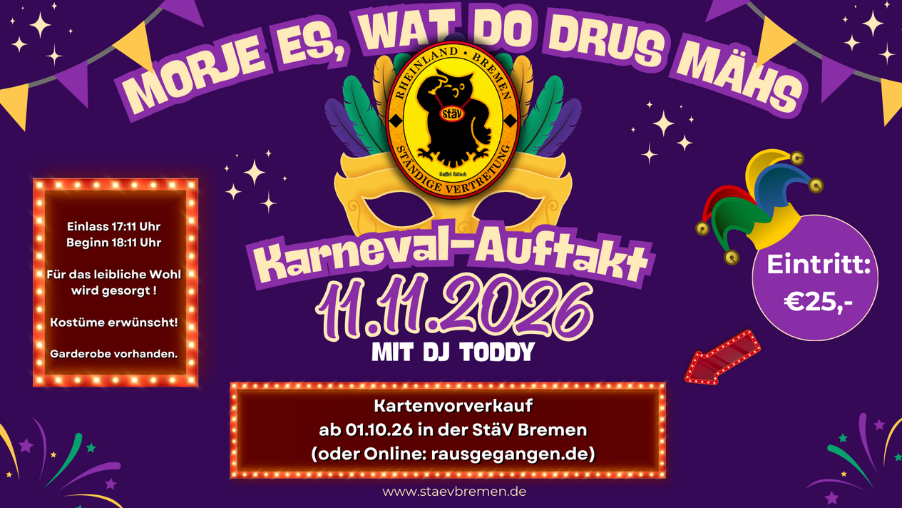 Karneval-Auftakt 2026 in der StäV Bremen