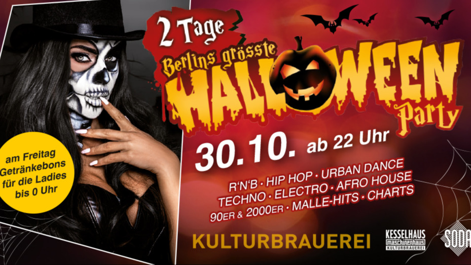 Flyer: Halloween in der Kulturbrauerei FRIDAY